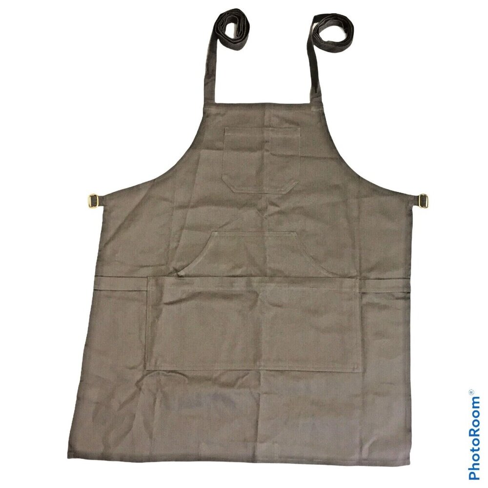 AIDEN BROTHERS Professional Apron 28" Chest Cotton Canvas Taupe/Tan Sturdy Thick